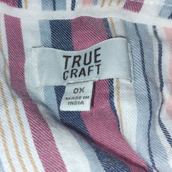 True Craft striped soft button down Cotton Dress Sz OX - Picture 5 of 5